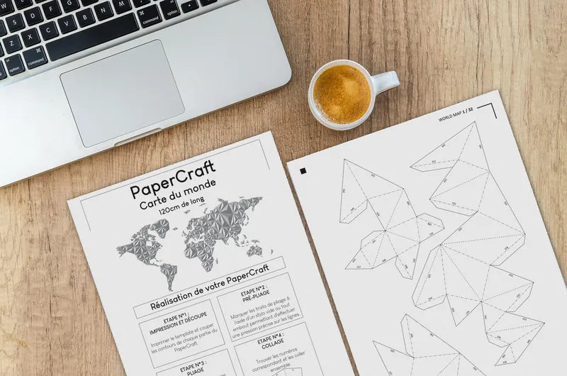 template mise en situation carte du monde Papercraft